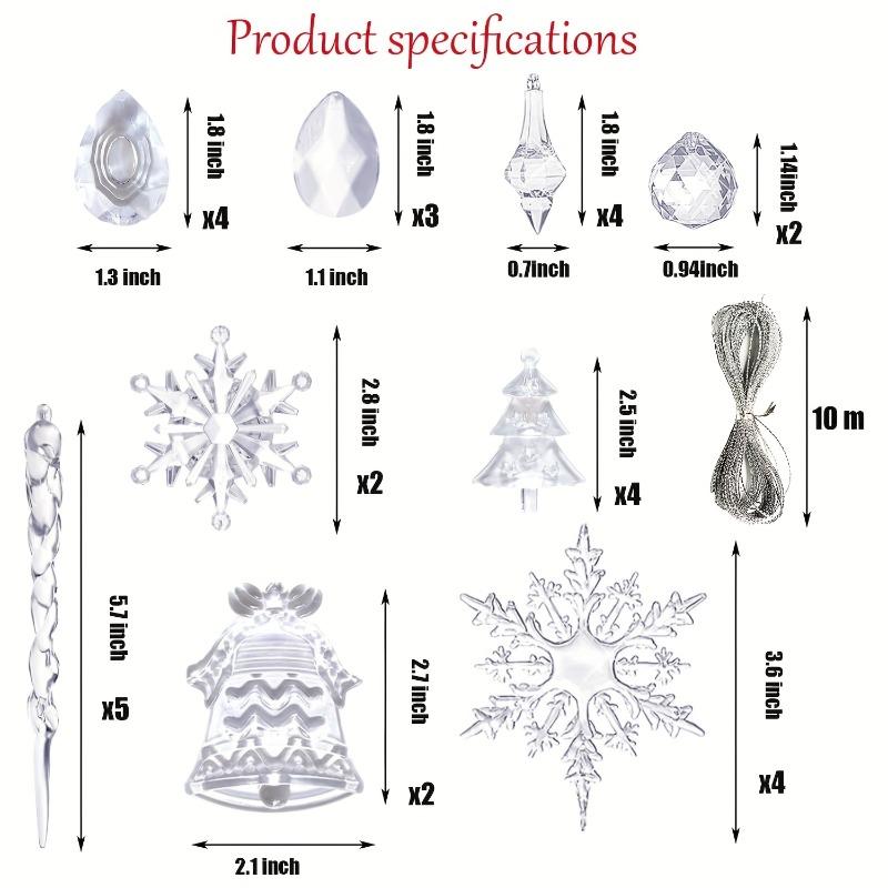 30pcs Christmas Tree Decorative Transparent Pendant Christmas Ice Dancer Pendant, Suitable for Crafts,Christmas Tree Decorations