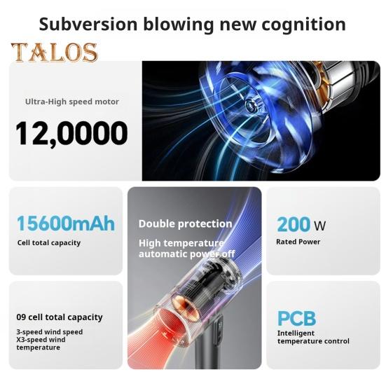 Cordless Hair Dryer 200W 15600mAh USB Rechargeable 3 Temperature Adjustable High Speed Fast Drying Low Noise Portable Travel Camping Electric Blow