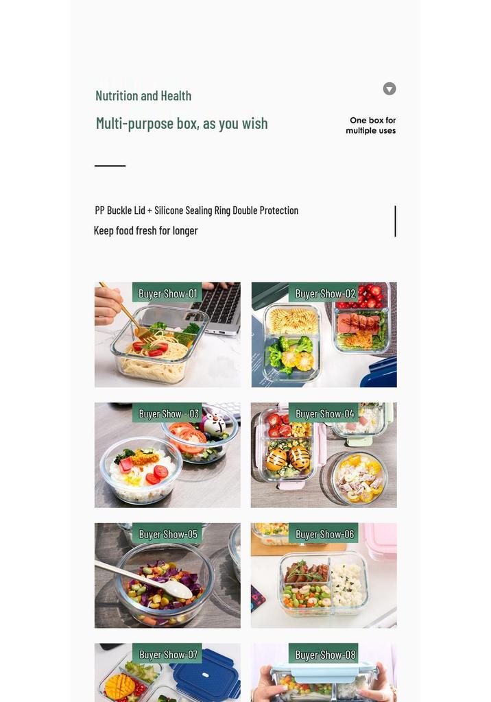 Microwaveable Glass Lunch Container for Women - Bento Box & Fruit Preservation Bowl