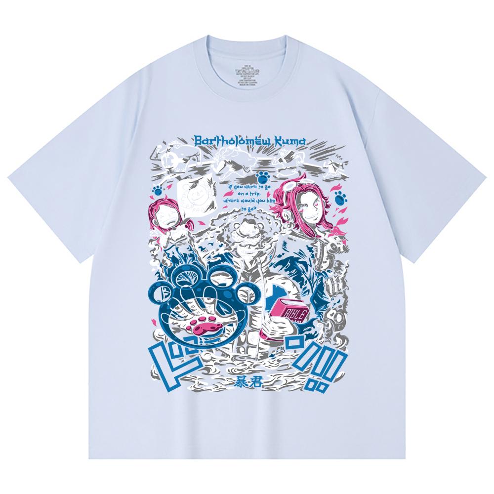 230 Gsm 100% Cotton One Piece V46 Kuma Print Unisex Heavy Cotton T Shirt