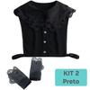 White Big Lapel Fake Collar And Black Detachable Cuff Lace False Collar Stand Removable Faux Col for Women Half Shirt Accessory