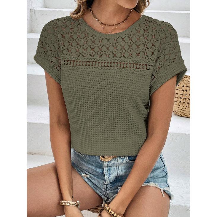 Travel New Women'S Retro Printed Shirt Casual Spring And Summer Breathable Cool Sexy Daily Date Short Sleeved T-Shirt Top