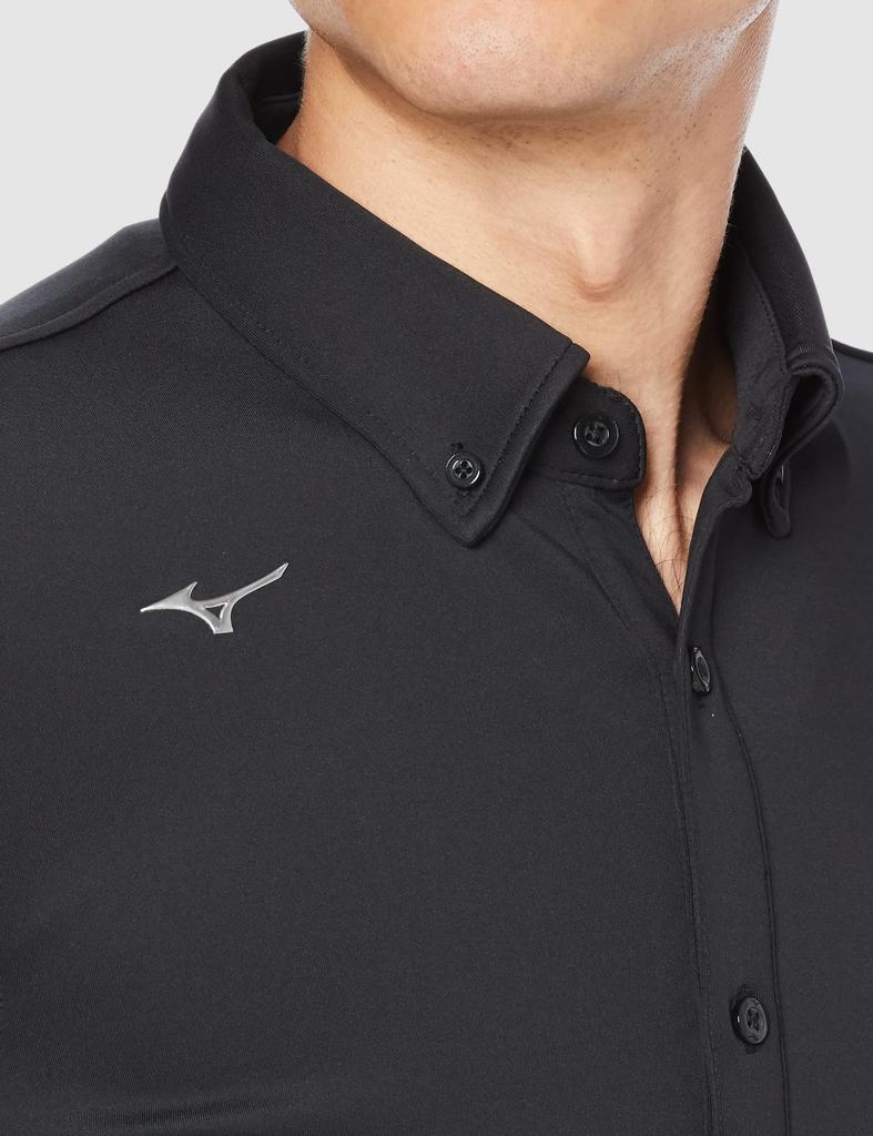 Mizuno Move Tech Fully Open Long Sleeve Ribbed Golf Shirt, Men's, Black, Size XL (E2MA1506)