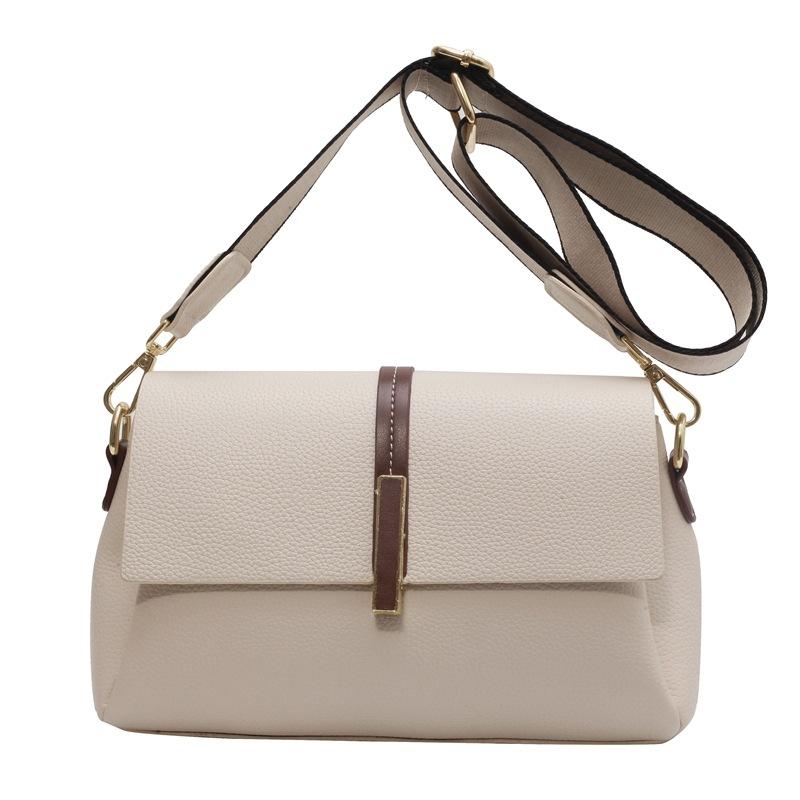 Crossbody bag Large capacity commuter shoulder small square bag Textured bag New fashion women's bag Wide shoulder strap