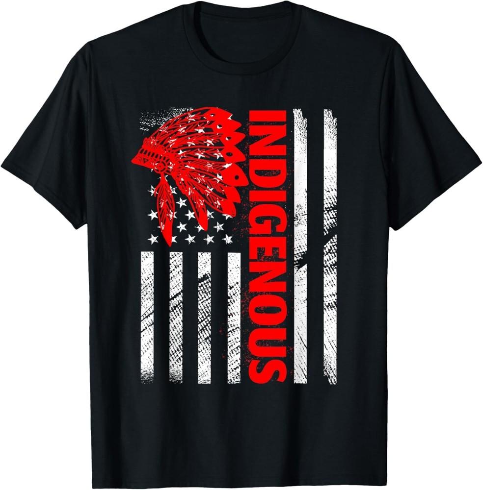 

Indigenous Peoples Day Distressed Headdress USA Flag Gift Unisex T-Shirt 4XL