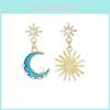Brincos Estilosos de Lua Azul e Pérola Moda Liga Geométrica Design de Estrela