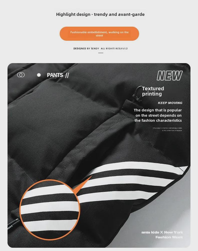 Pánská zimní vesta s kapucí slim fit - Velká velikost, mladistvý styl, všestranná vesta s designem tří pruhů.