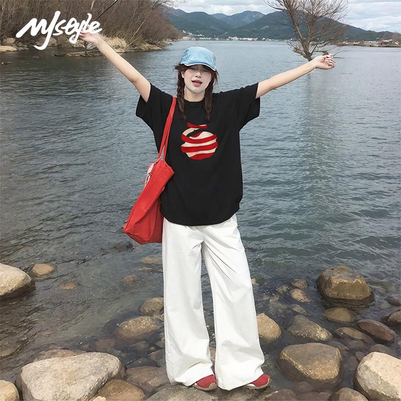 MJ STYLE Women's 2026 Summer Loose Fit Pure Cotton Short Sleeve Tee