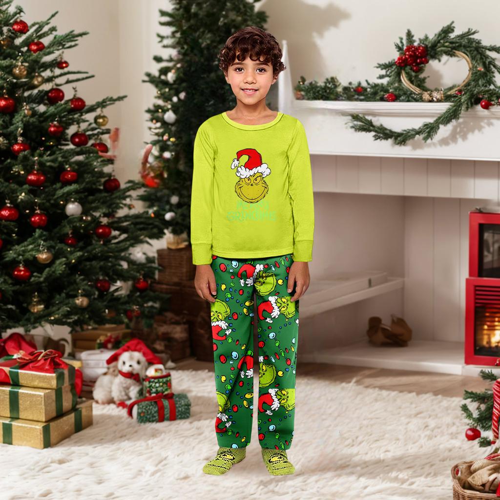 Parent-child Christmas Print Home Suit Long-sleeved Top And Pants