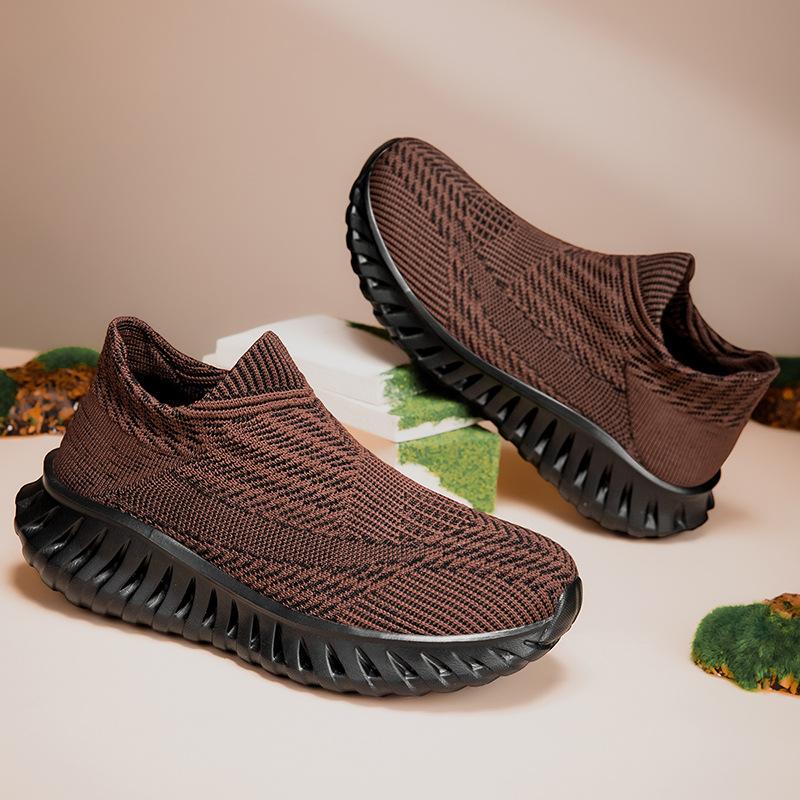 

Summer new hiking shoes flying woven mesh shoes breathable and lightweight soft-soled travel walking socks shoes men s black 46