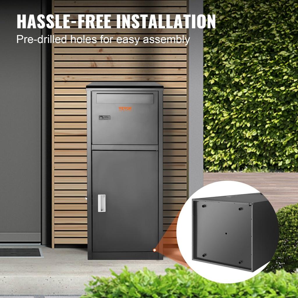 Package Delivery Boxes for Outside 16.2"x15.8"x44", Galvanized Steel Package Delivery Box with Coded Lock, Removable Anti-theft Baffle, IPX3