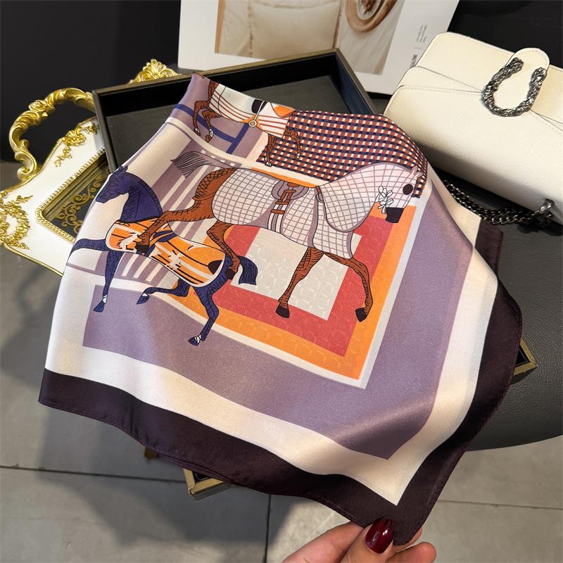 Luxury Temperament Rose Scarf, Spring and Autumn Women's Neck Protection, Scarf, Sunscreen Shawl, New Imitation Silk 71cm Square Scarf