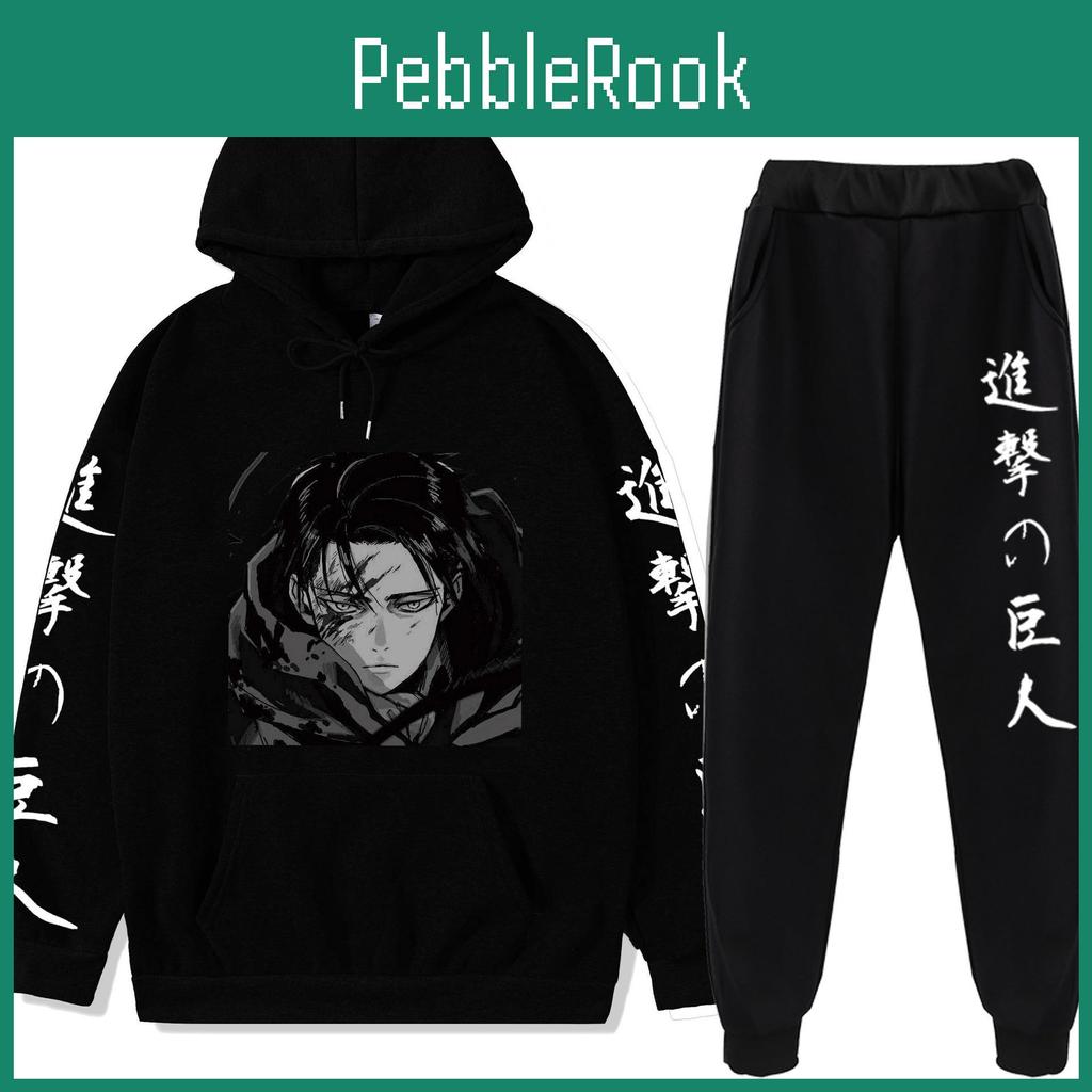 Hoodies Attacking Plus Size Giant Pants Sets Anime Suit Sweatshirt Streetwear Men Pullover Suit Tracksuit Sportwear Spring Autumn