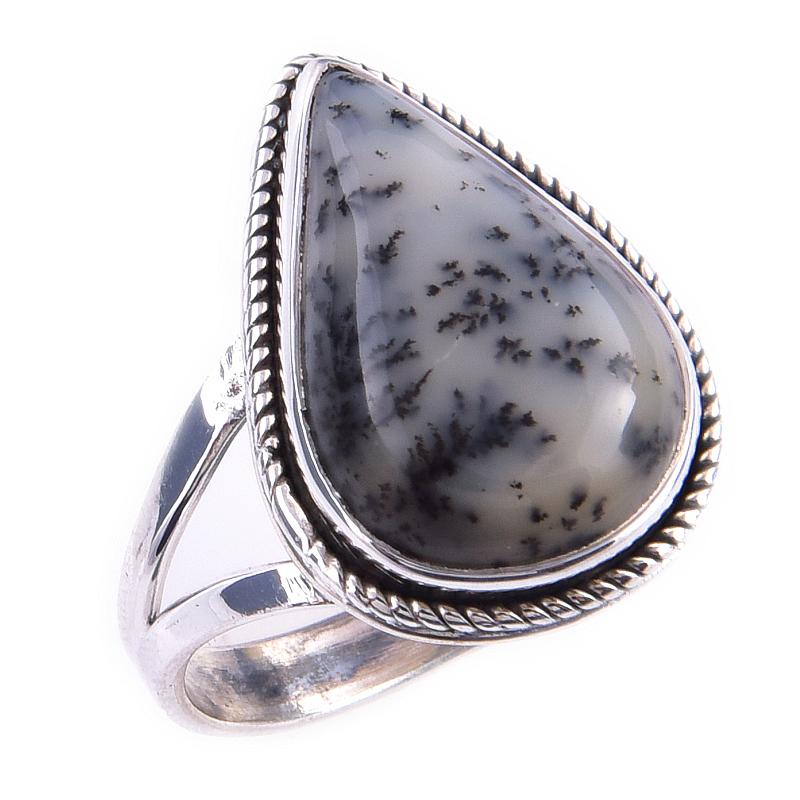 Natural Dendrite Opal Gemstone Handmade 925 Solid Sterling Silver Ring S.7 U6l92