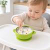 Yousheng Bear Silicone Baby Bowl, Stainless Steel Toddler Bowl with Strong Suction Base, Non Slip Anti Spill Training Bowl for Kids