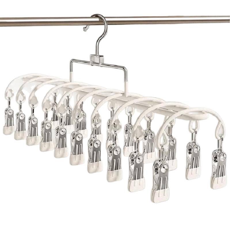 Windproof Stainless Steel Multi-Clip Sock & Underwear Drying Rack