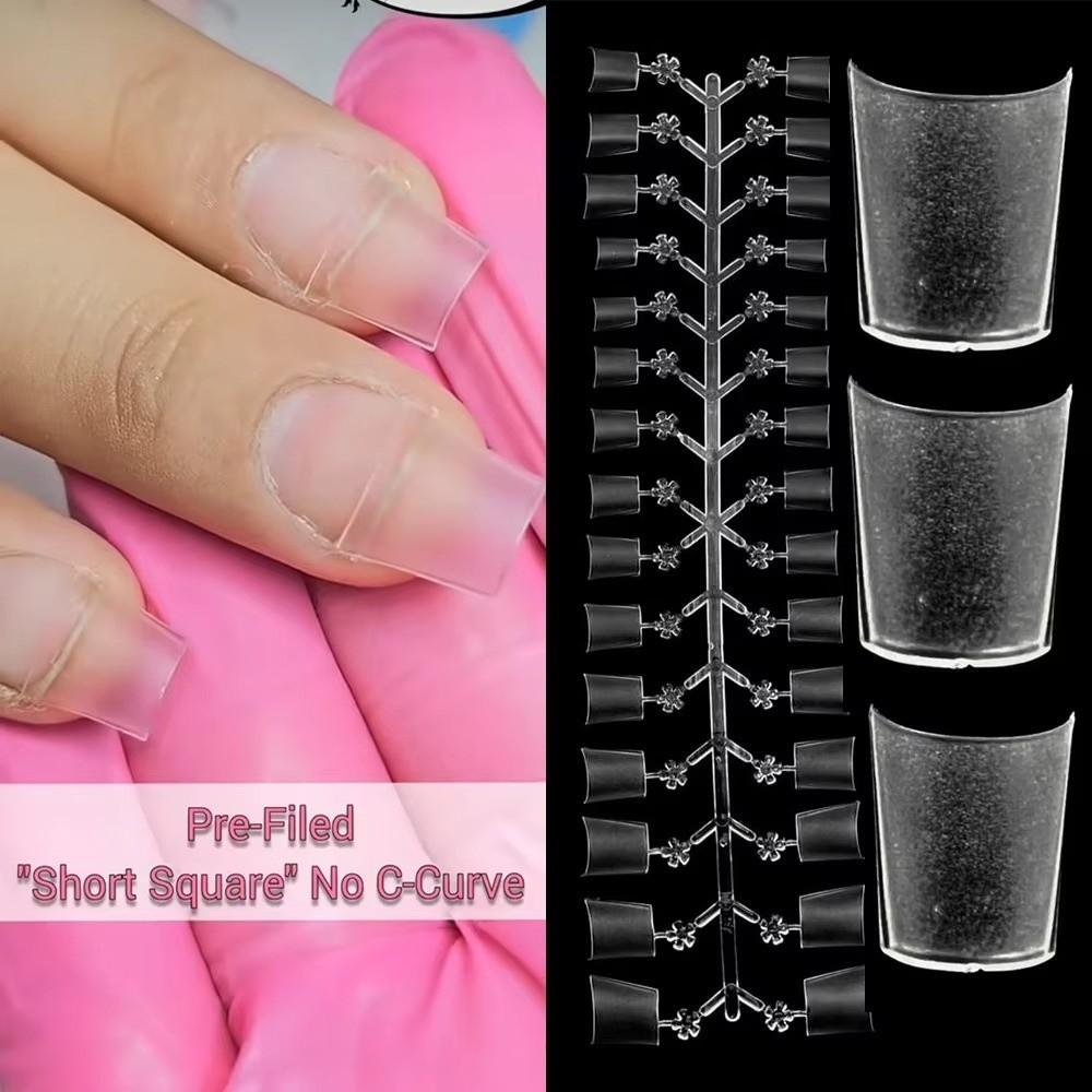 New Clear Matte Square Nail Tips Half Cover DIY False Nails Short Round Fake Nails for Profional Use In Nail Salons