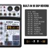 BOMGE 99DSP Echo DJ Audio Sound Mixer Interface Mixing Console Karaoke MP3 USB Bluetooth Stereo Record 48V Phantom Power 5V Power Supply 4-Channel