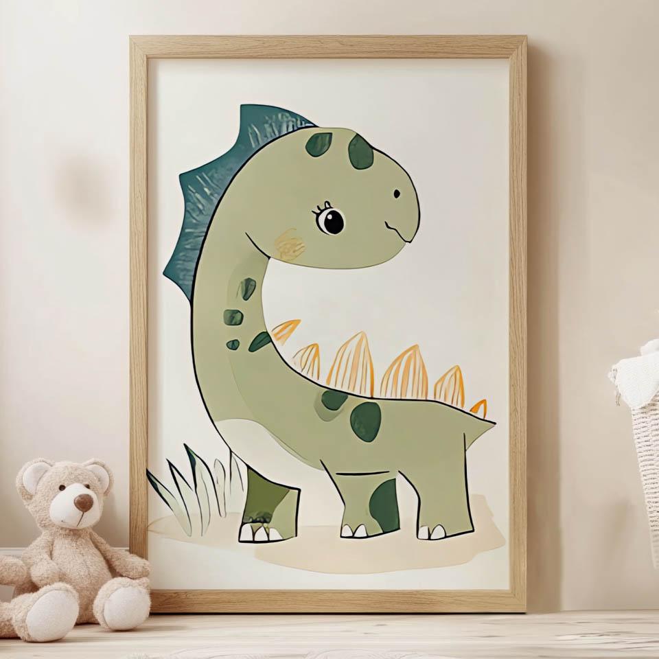 Plakat Uśmiechnięty Dinozaur Plakat Uśmiechnięty Dinozaur, 70X100 Cm, Bez Ramy, Papier Matowy 230 Gsm