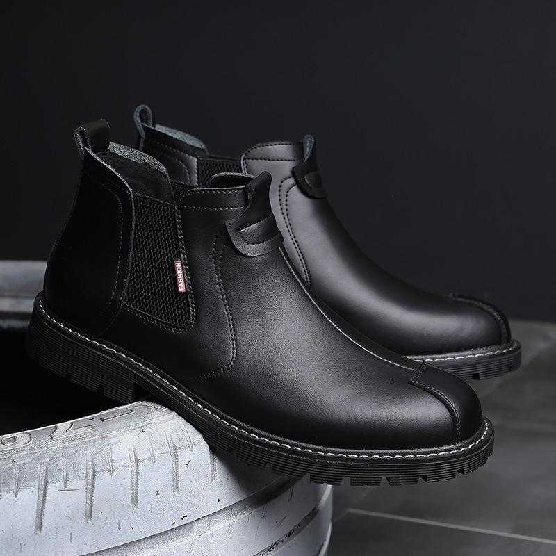 Модная мужская кожаная обувь Ботинки Кожаная мужская британская повседневная с большой — фото 5