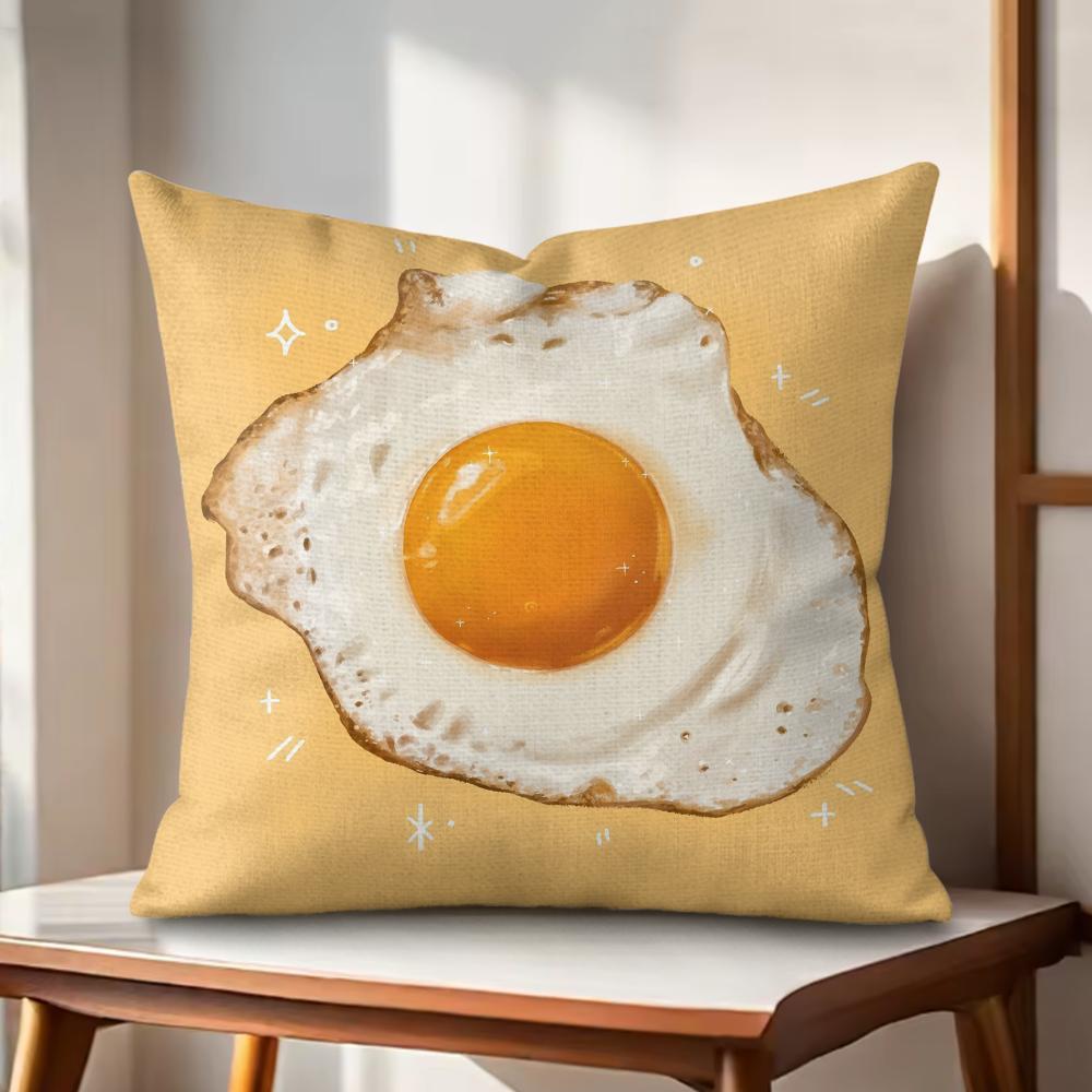 

Food Fried Egg Pizza Cushion Cover Natural Linen Organic Fabric DoubleSided Printing Couch Pillow Covers Home Decor Gift 30cmx30cm