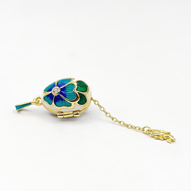 Open and Close Hot Egg Micro-inlaid Zircon Flower Pendant Fringed Copper Gold-plated Enamel Necklace