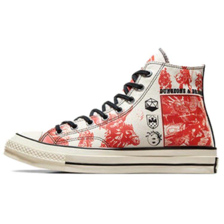 Converse Dungeons & Dragons X Chuck Taylor All Star High Egret Red Unisex Sneakers Cream Black Multi-Color A09883C
