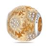New 925 Silver Fashion Golden Sunflowers Heart Charms Beads Fit 925 Bracelets Luxury Party DIY Jewelry