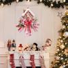 Christmas Gingerbread House Wreath with Ribbon And Bow Decorations for The Front Door Of The House and Outdoor Decoration50x35cm