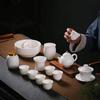 Elegant White Jade Porcelain Tea Set with Gaiwan and Teapot