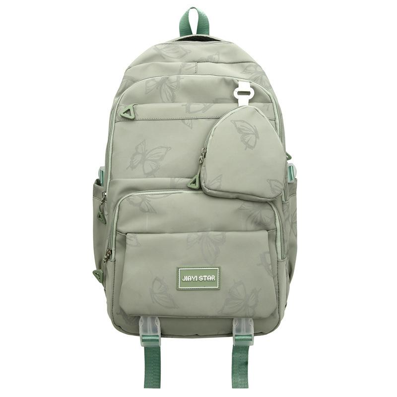 Butterfly Print Backpack Student Schoolbag Women's Large Capacity Travel Lightweight Backpack with Coin Purse