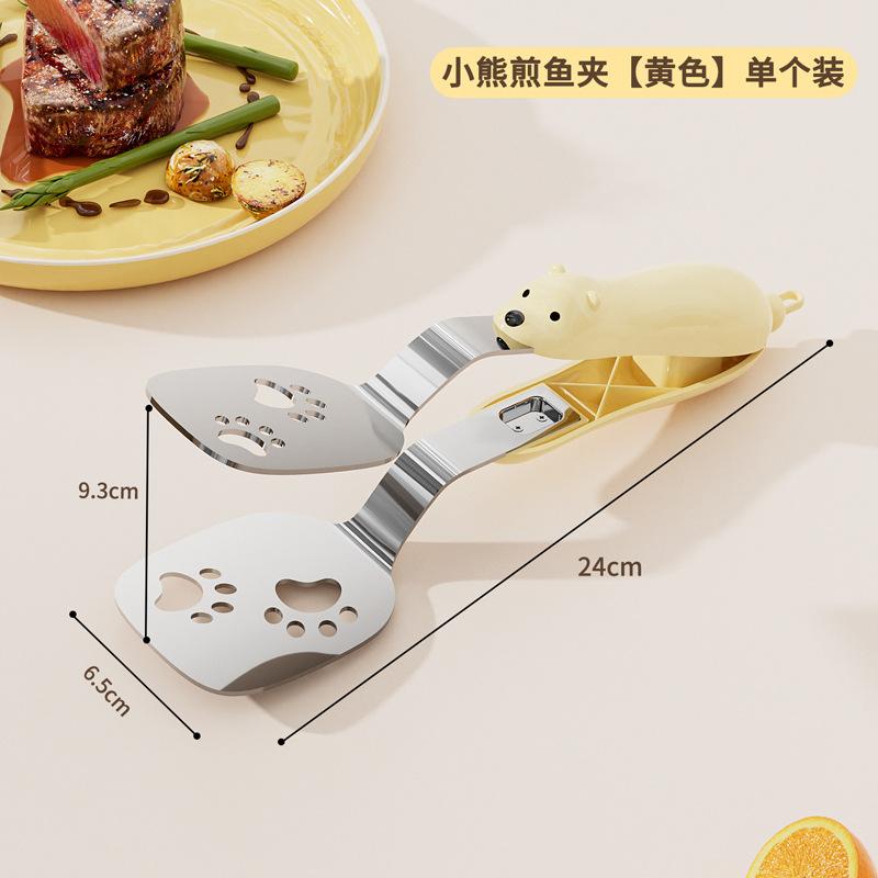 1 Pcs Stainless Steel Flip Over Household Frying Shovel Clip 2-in-1 Pancake Tool Barbecue Shovel Frying Fish Clip Artifact