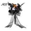 Dark Floral Arrangement Wedding Bouquets for Bride And Bridesmaid, Gothic Artificial Halloween Bouquet, Faux Flower Bouquet Style Black Rose