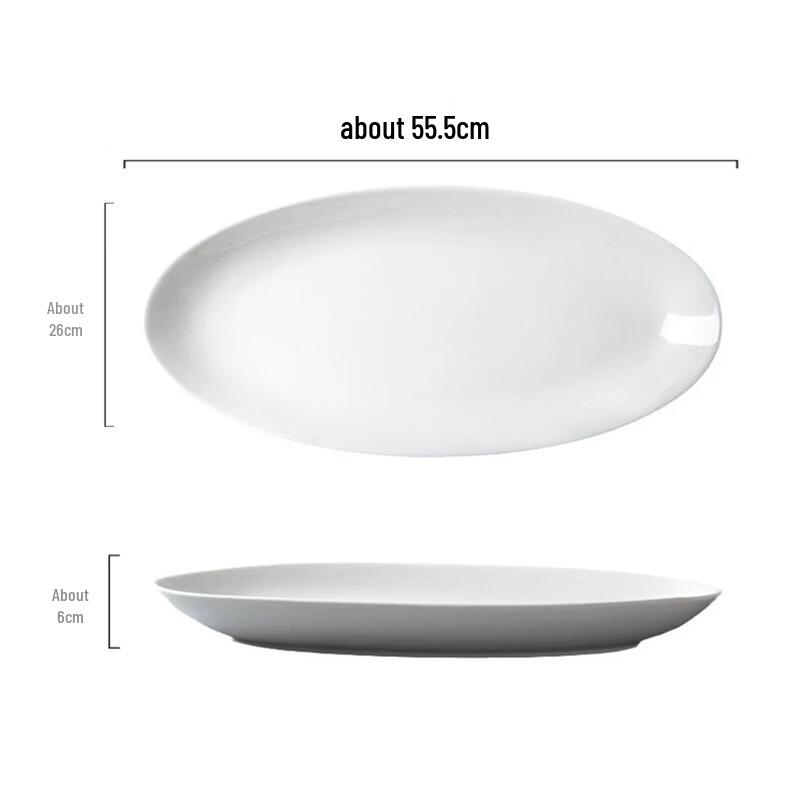 ZISIZ 22-inch Ceramic Deep Fish Plate