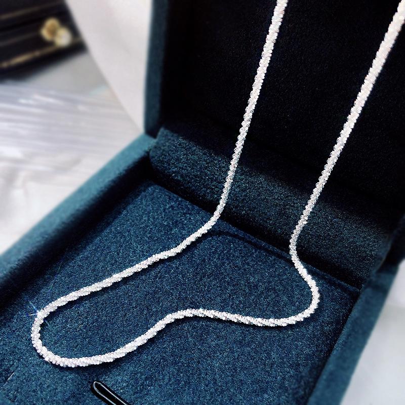 S925 Sterling Silver Sparkling Water Wave Clavicle Chain Light Luxury Shimmer