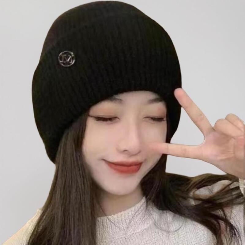 Women's Winter Warm Metal Logo Color Beanie