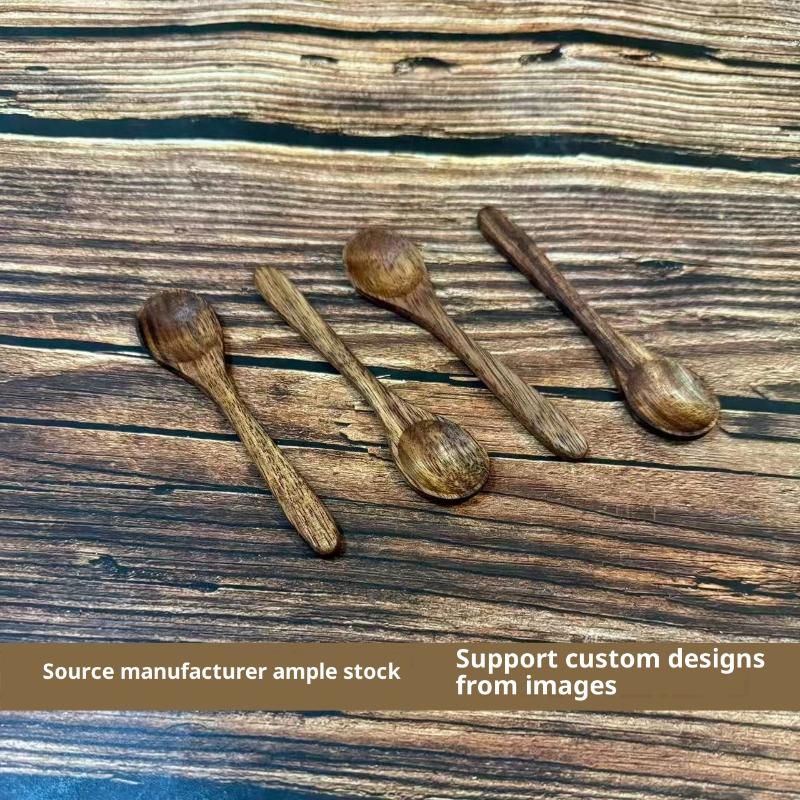 

5Pcs Wooden Round Cooking Utensil Natural Bamboo Non Stick Long Handled Soup Spoons Sugar Tea Honey Scoops Kitchen Tableware 5PCS