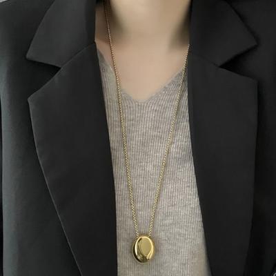 Women Sweater Chain Single-layer Alloy Stone Pendant Clothes Jewelry Dating Prom Party Garment