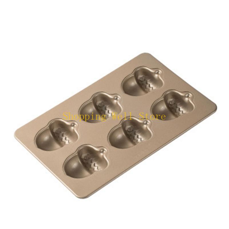 KX4B Set of 2 Mushroom/Acorn Chocolate Baking Trays 6 Cavity Carbon Steel Nonstick Cake Molds Bakewares Kitchen Accessories