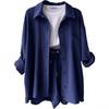 European and American Women's Crinkle Lapel Shirt & High Waist Shorts Two-Piece Set