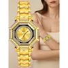 Relógio de Pulso Octogonal de Diamante para Mulheres Pulseira de Aço Inoxidável de Luxo Relógio de Quartzo Moda Strass Relógio de Pulso Feminino para Vestir