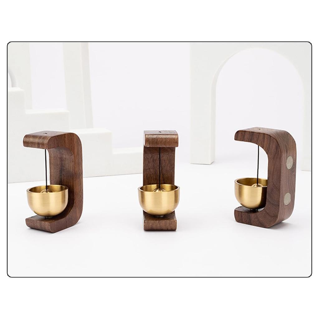 Miniature Buddhist Bell, Brass, Pet Memorial Service, Modern Buddhist Altar, Beautiful Sound, Mini Base, Natural Wood, Stylish, Portable