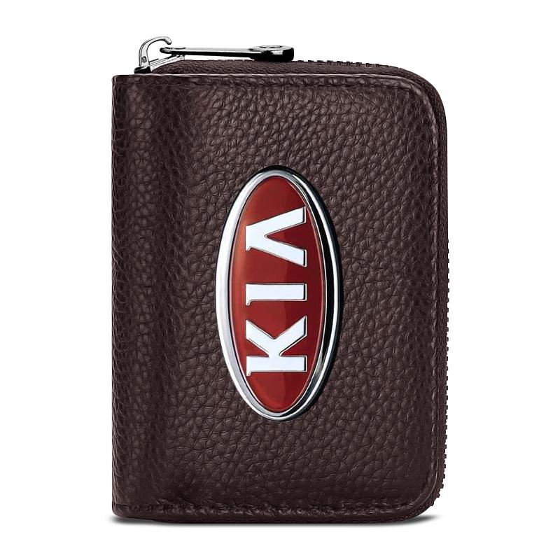 1pcs Fashion Leather Car Driver's License ID Card Bank Card Wallet Car Styling For Kia Rio Ceed Sportage Cerato Soul Sorento K2 K5 Flip Car Accessorie