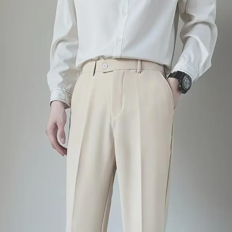 Herre Slim Fit Nine-Point Dressbukser: Forretnings-, formell- og fritidsklær for vår og sommer.