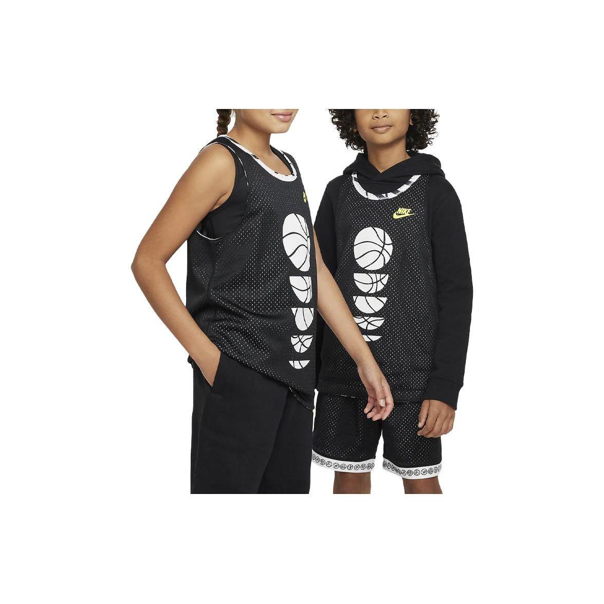 

Nike Culture Of Basketball Graphic Print Crew Neck Pullover Basketball Jersey Kids Tops Black DX5515-010 L