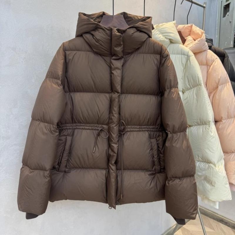Fashion Winter Hooded Down Coat Women's Thickened Warm  Adjustable Waist Puffer Jacket  Loose Outwear