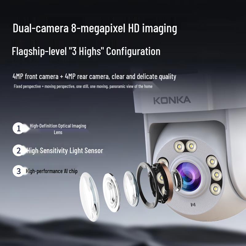 Konka 8MP Outdoor Dual-Lens WiFi Security Camera CN plug (adapter included)
