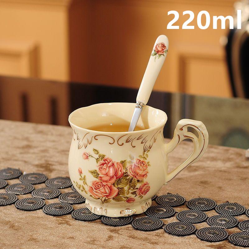 Европейская керамическая кофейная чашка-кружка с ложкой 220 мл Английская британская чашка для послеобеденного чая с блюдцем и ложкой Набор 900 мл Чайник Кофейная посуда