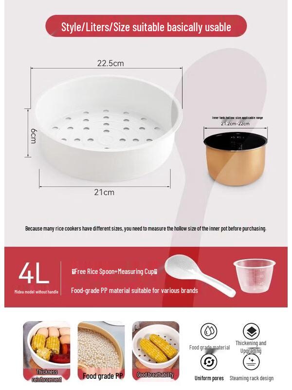 ZISIZ Stainless Steel Steamer Basket for Midea Rice Cookers