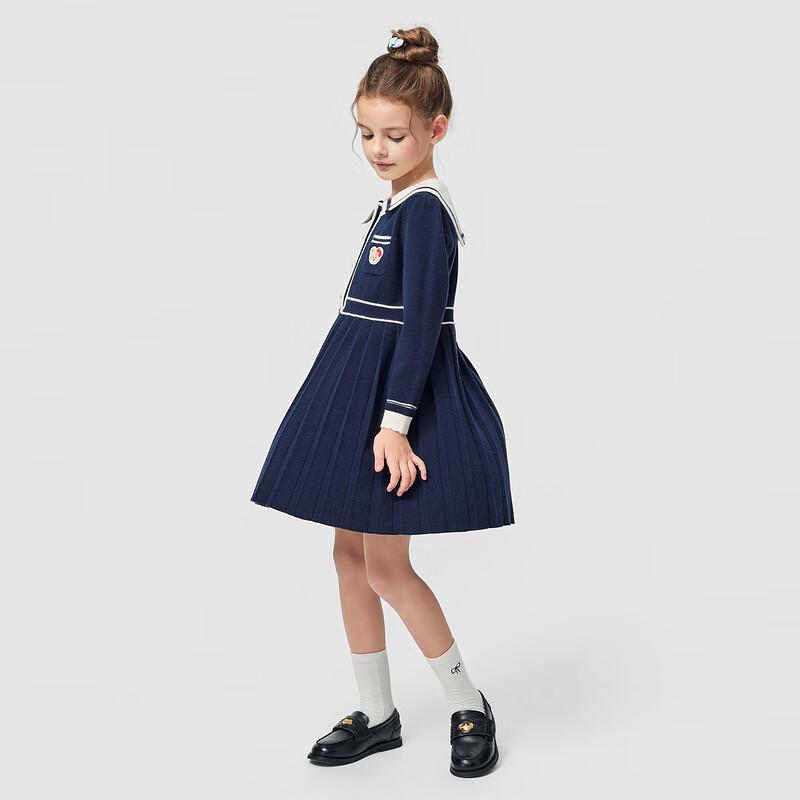 PawinPaw Girls' 2025 A/W Cartoon Bear Knitted Dress